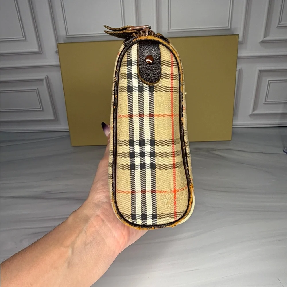 Vintage Burberry Nova Beige Check Canvas Toiletries Pouch | Project Piece w/Box
